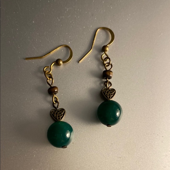 Jewelry - Handmade Natural green agate earrings